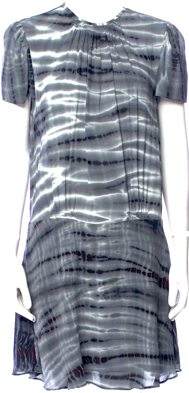 PROENZA SCHOULER NY. Grey/White Silk Tye Dye Mini Dress