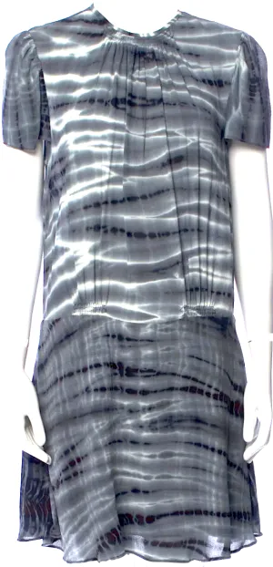 PROENZA SCHOULER NY. Grey/White Silk Tye Dye Mini Dress