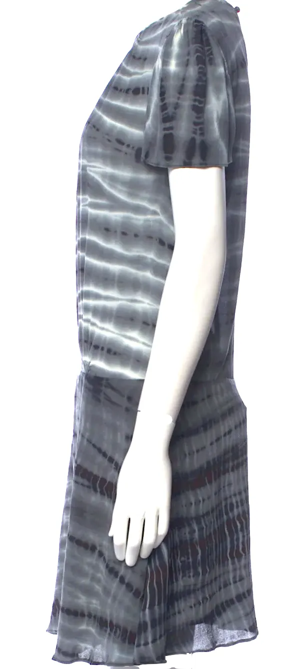PROENZA SCHOULER NY. Grey/White Silk Tye Dye Mini Dress