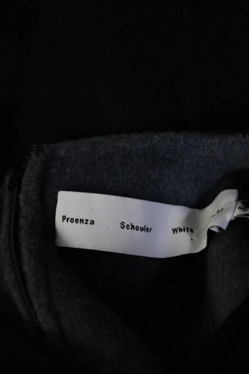 Proenza Schouler NY. NEW W/TAGS. Black Wool Double Face Fleece Wrap Sheath Dress
