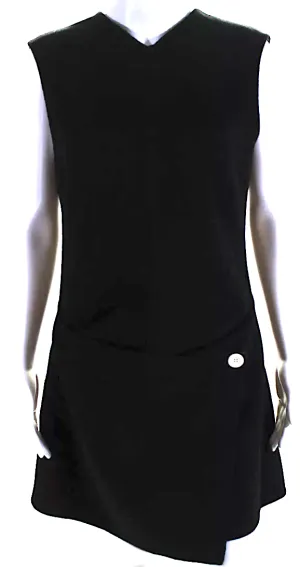 Proenza Schouler NY. NEW W/TAGS. Black Wool Double Face Fleece Wrap Sheath Dress