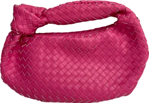 Public Desire The Blame Pink Woven Pu Weave Knot Handbag One Size