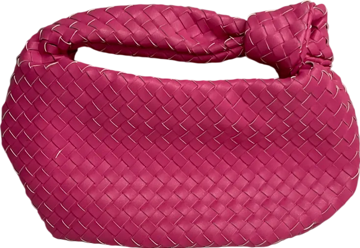 Public Desire The Blame Pink Woven Pu Weave Knot Handbag One Size