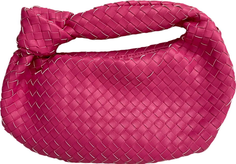 Public Desire The Blame Pink Woven Pu Weave Knot Handbag One Size