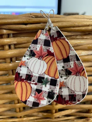 Pumpkin Patch Fall Leather Hang Earrings