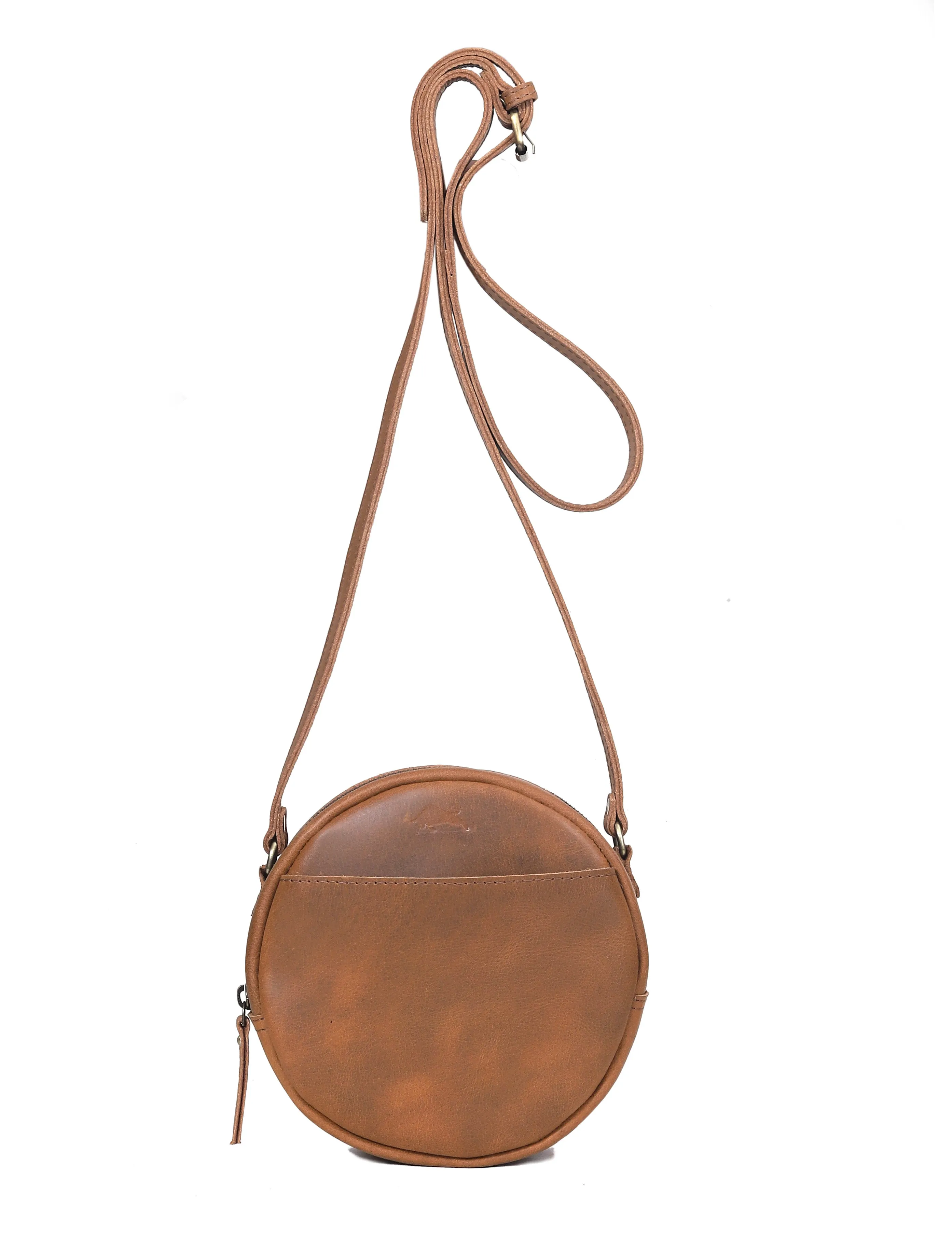 Quinn Round Circle Buffalo Leather Handbag