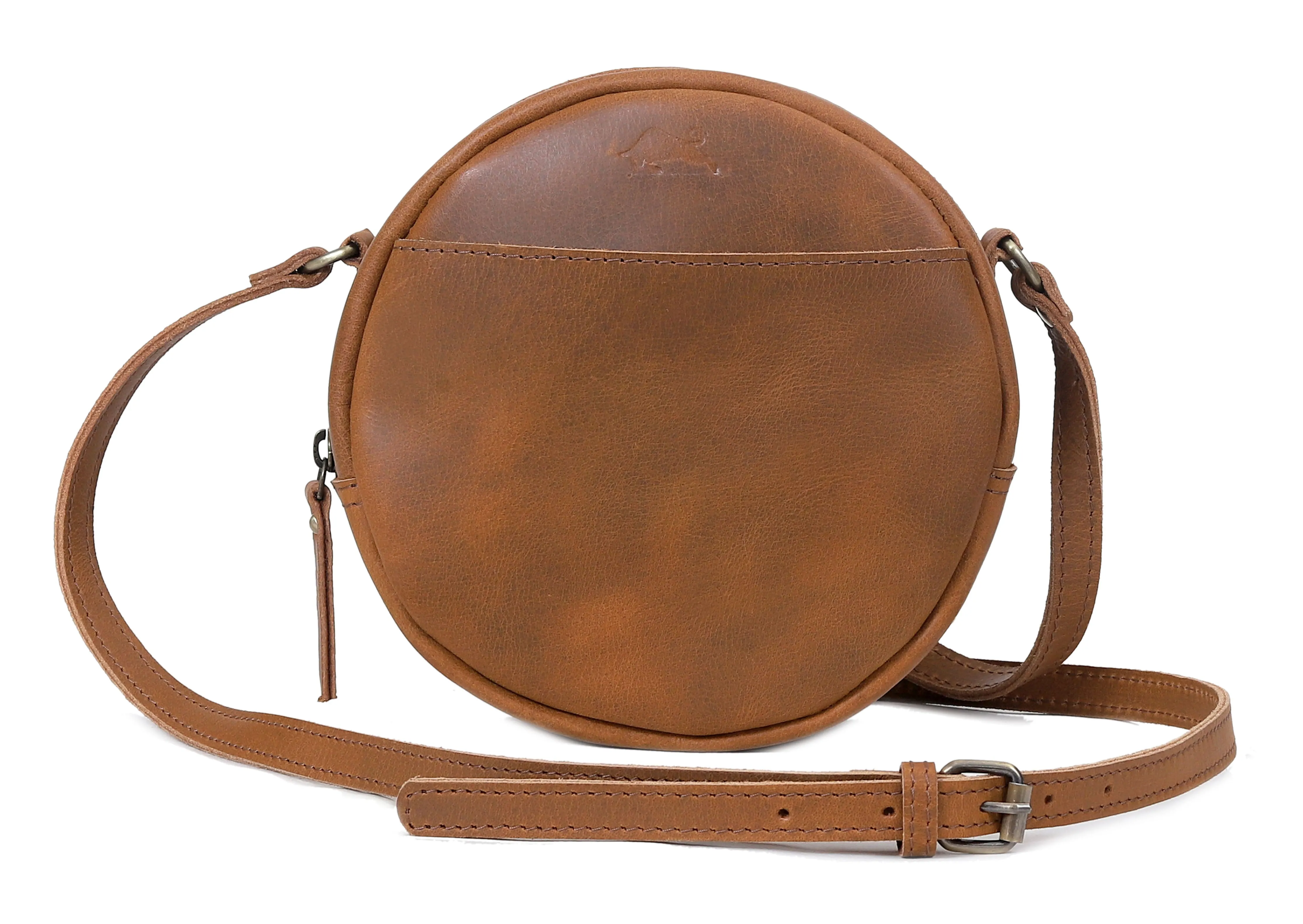 Quinn Round Circle Buffalo Leather Handbag
