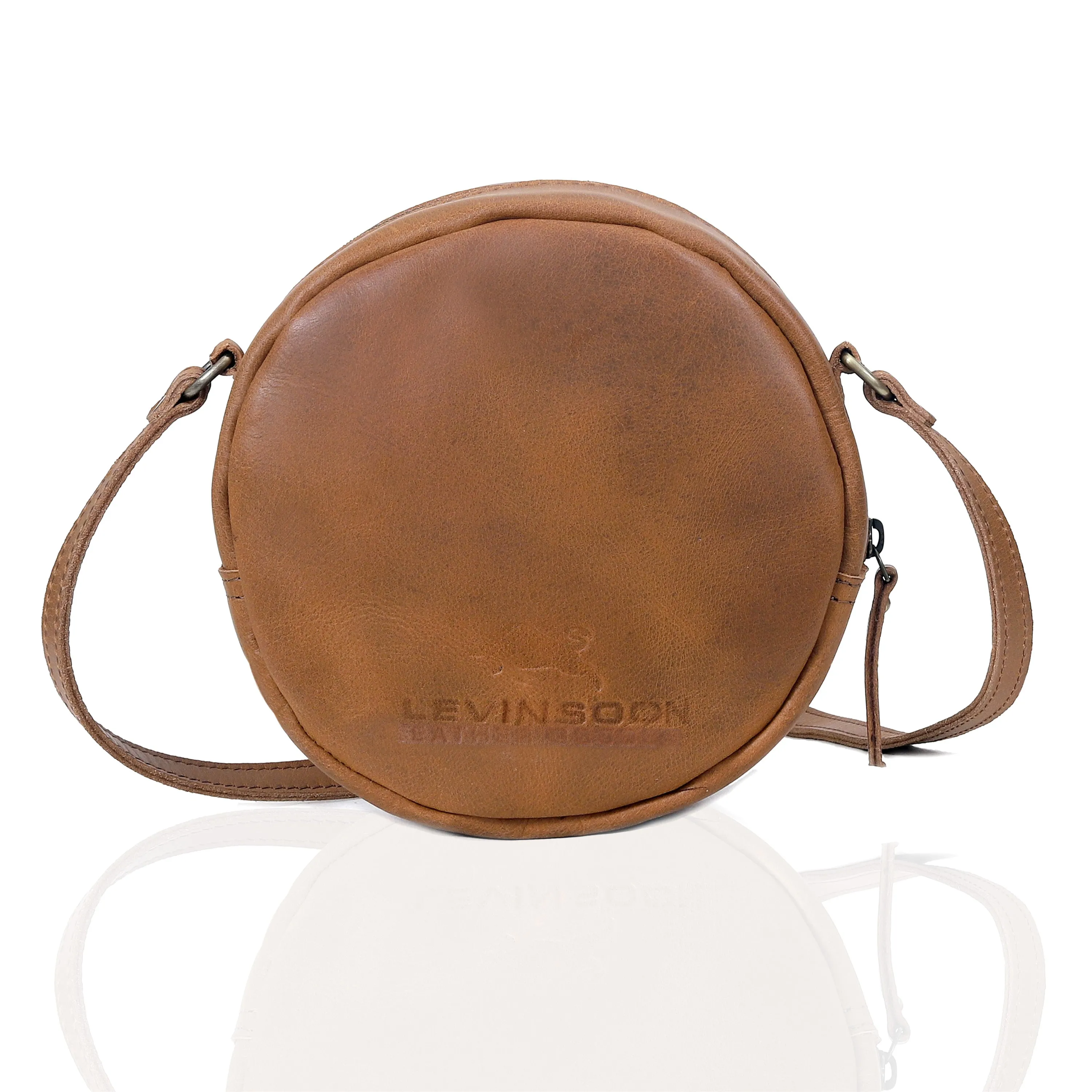 Quinn Round Circle Buffalo Leather Handbag