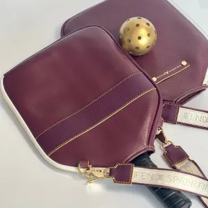 "The Addict" Leather Pickleball Bag - Cardinal w/Gold