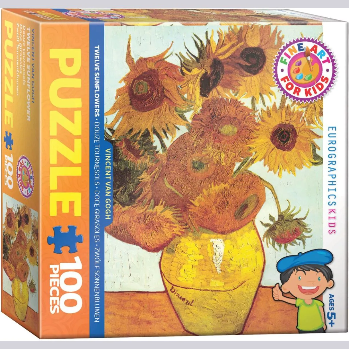 "Twelve Sunflowers" by van Gogh Jigsaw Puzzle, 100 Pieces, Ages 5 