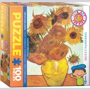 "Twelve Sunflowers" by van Gogh Jigsaw Puzzle, 100 Pieces, Ages 5 