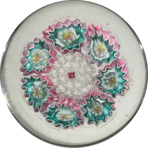 Rare Antique Chênée Miniature Complex Concentric Millefiori Glass Paperweight