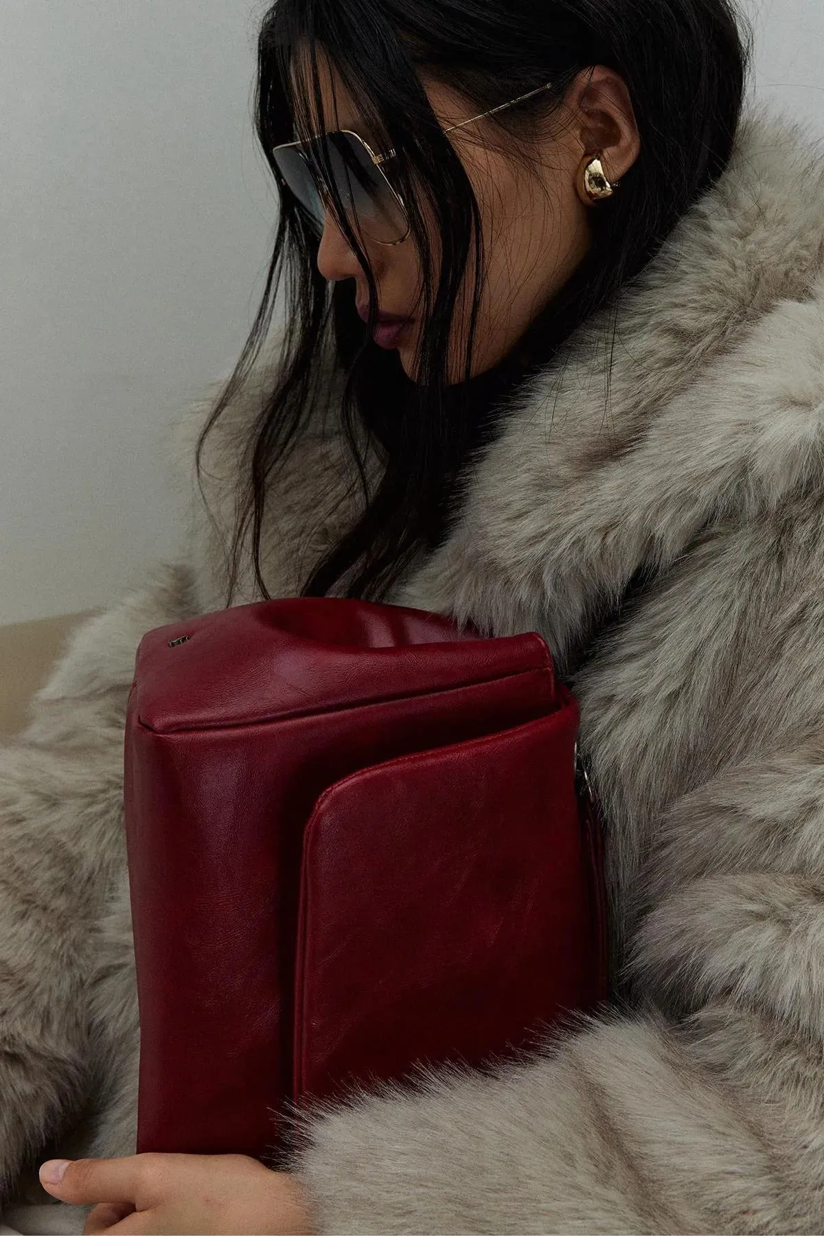 Red Milan Chain Leather Bag