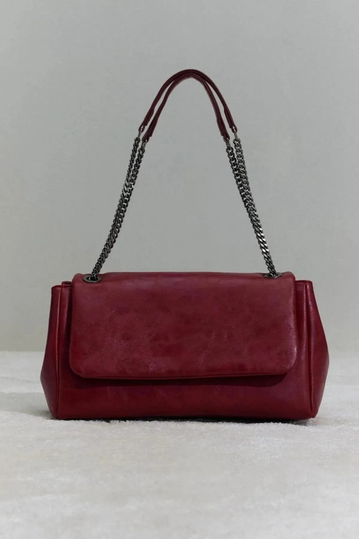 Red Milan Chain Leather Bag
