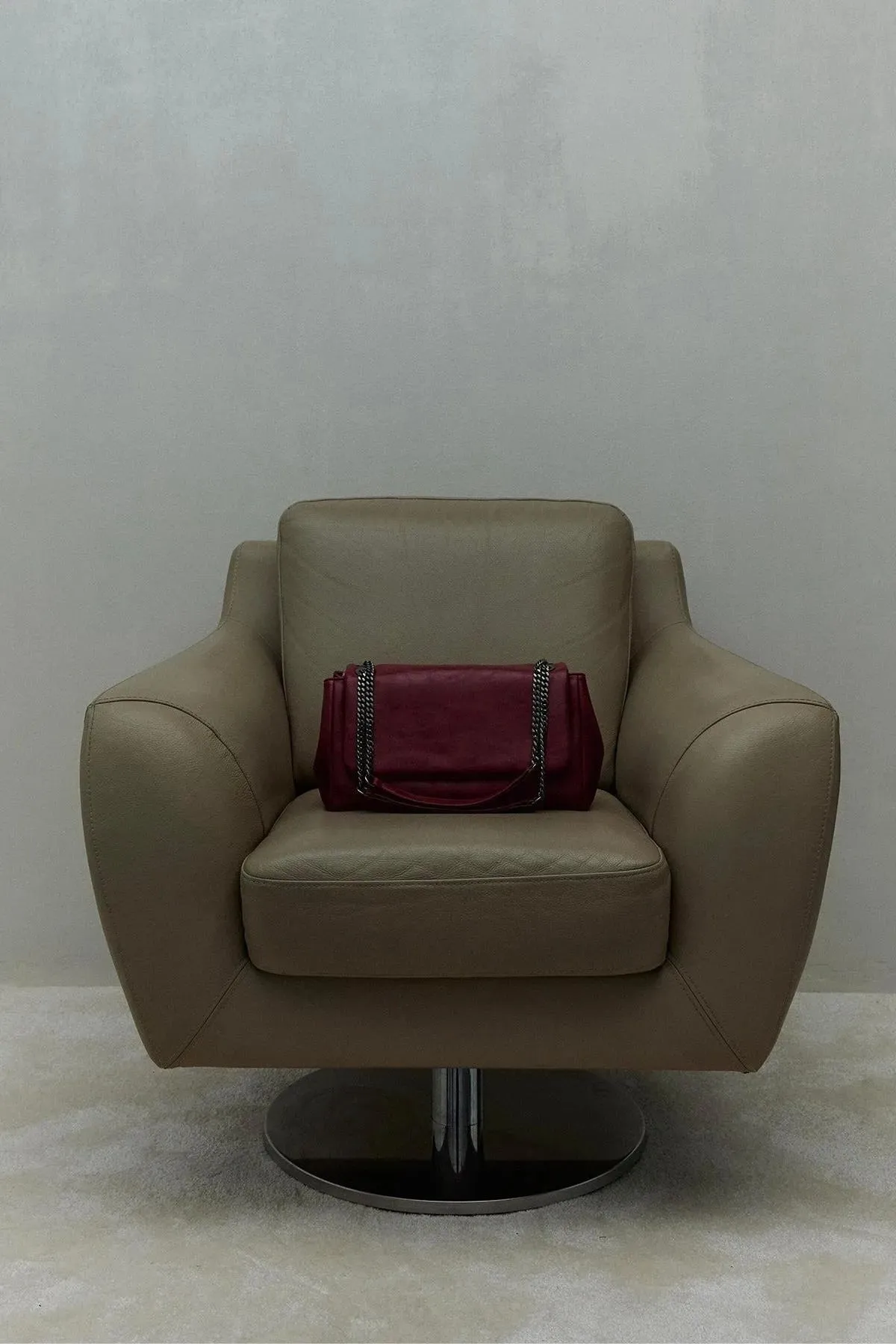 Red Milan Chain Leather Bag