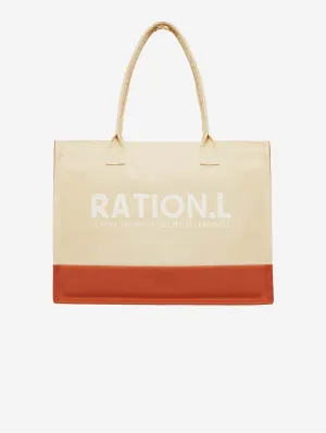 R.espect Unisex Organic Cotton Tote Bag | Beige & Red