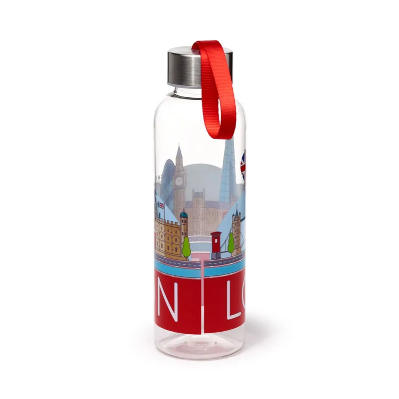 Reusable Water Bottle with Metallic Lid - London Icons Panorama