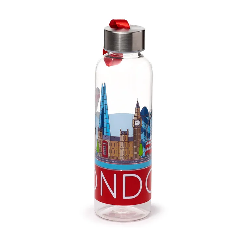 Reusable Water Bottle with Metallic Lid - London Icons Panorama