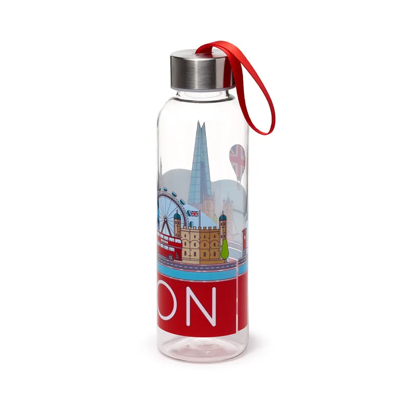 Reusable Water Bottle with Metallic Lid - London Icons Panorama