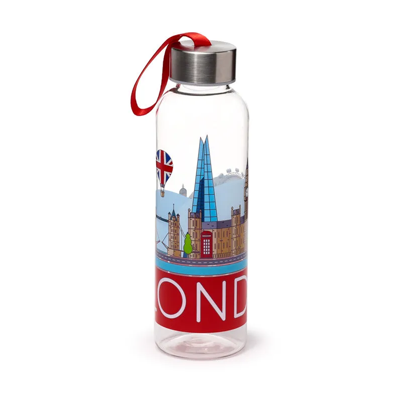 Reusable Water Bottle with Metallic Lid - London Icons Panorama