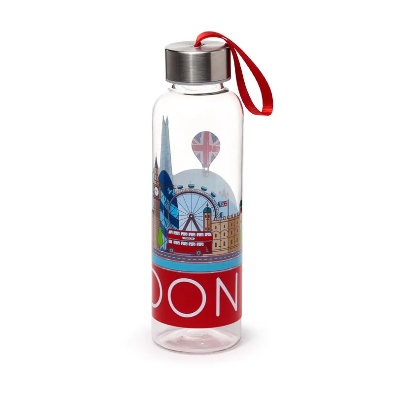 Reusable Water Bottle with Metallic Lid - London Icons Panorama