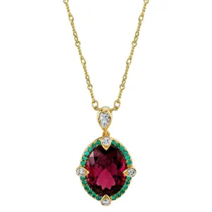Rhodolite Garnet Pendant with Alexandrites and Diamonds