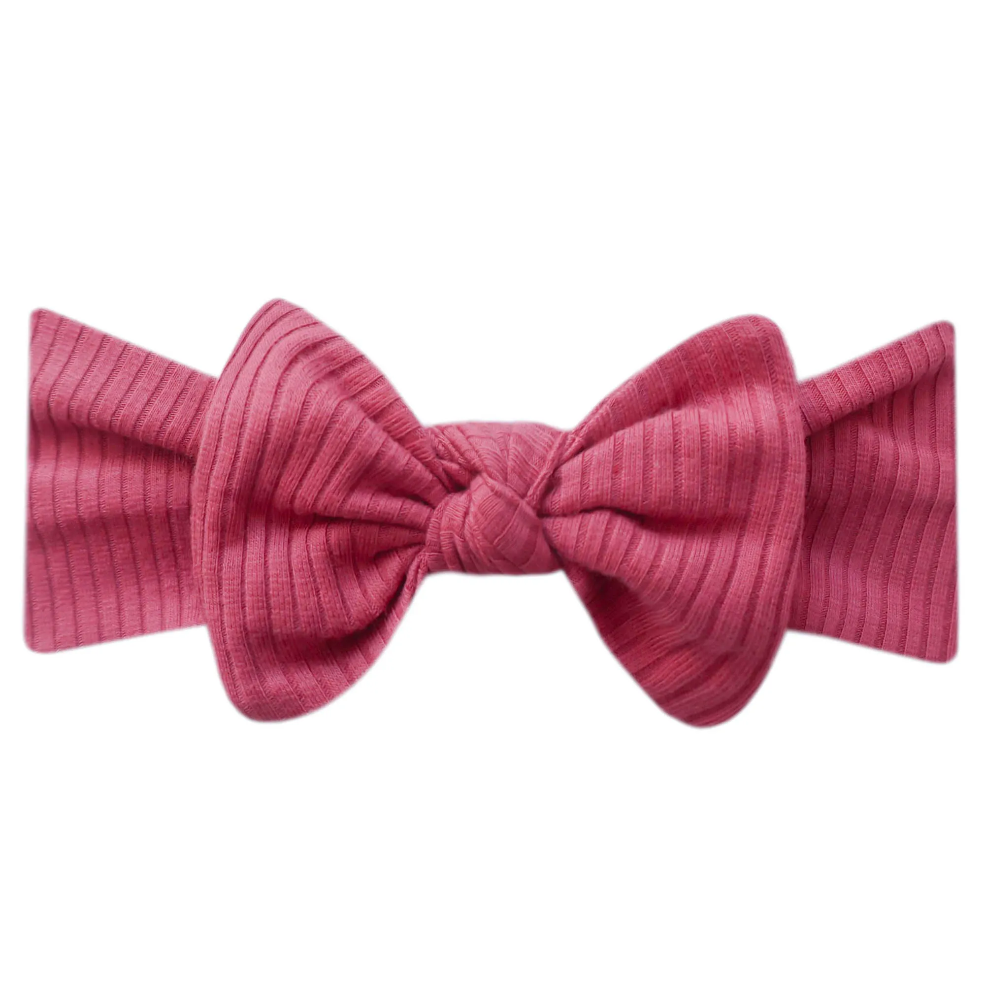 Rib Knit Headband Bow - Berry