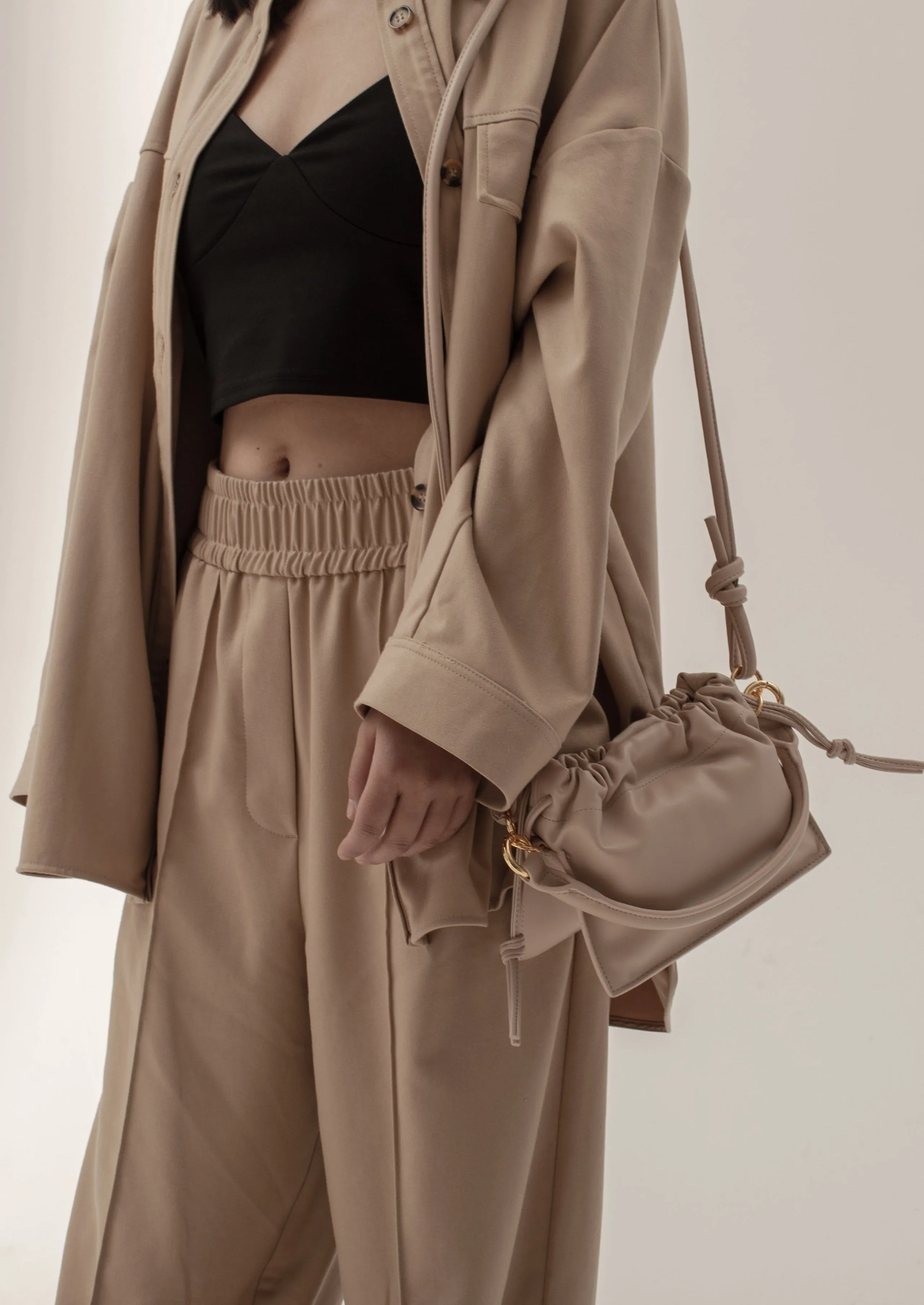 Riley Bag in Smooth Leather, Nude Pink