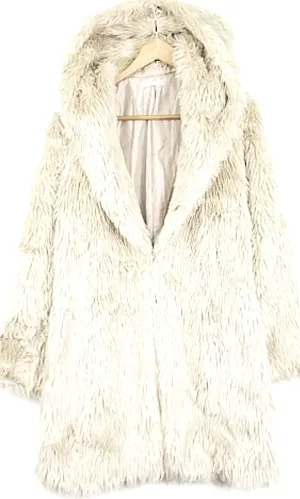Rizexy RESEXXY JAPAN. One Piece Beige/Cream Hooded Faux Fur Coat Long Length