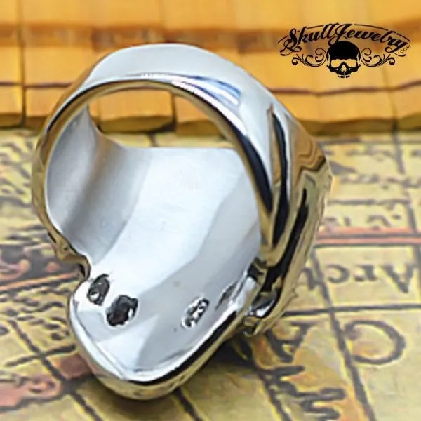 'Roadhouse Blues' Skull Ring with BLUE Eyes (#457)