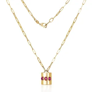 Ruby Lock Necklace in 18K