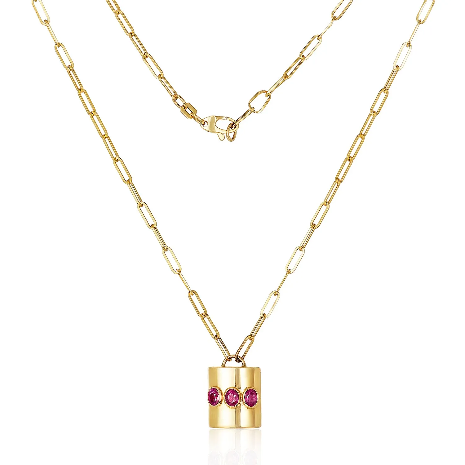 Ruby Lock Necklace in 18K