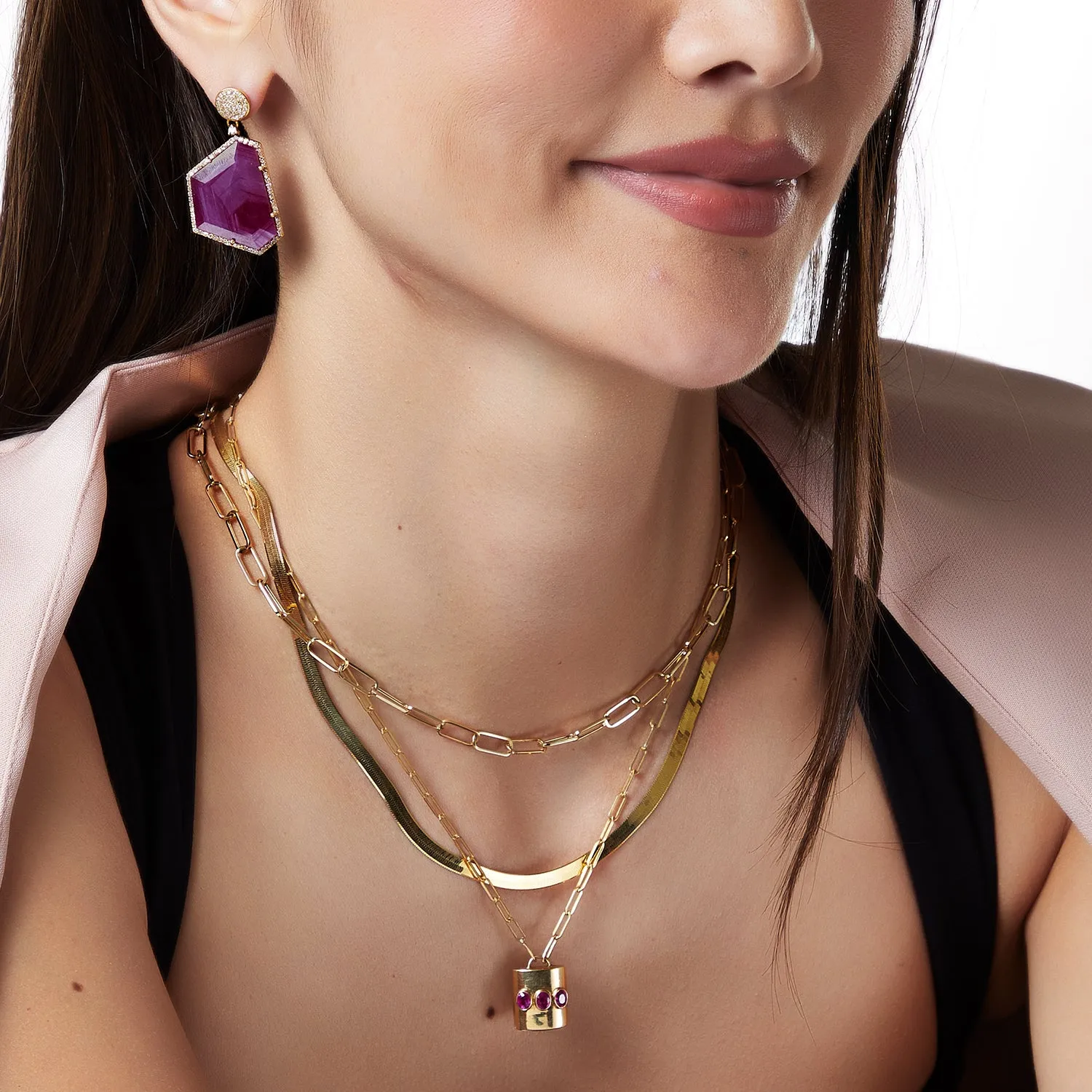 Ruby Lock Necklace in 18K