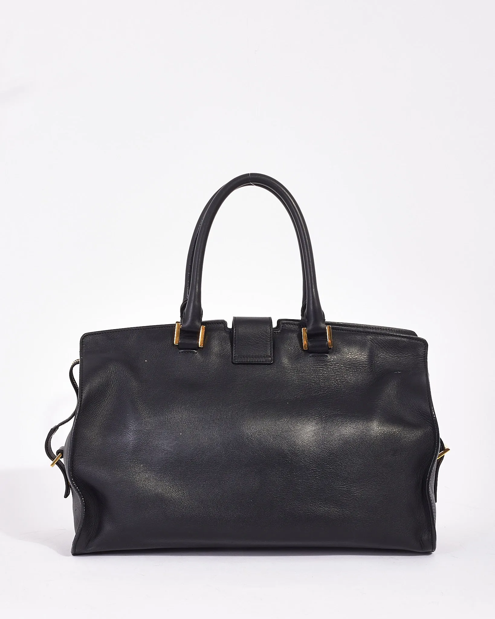 Saint Laurent Black Leather Medium Cabas Chyc Tote
