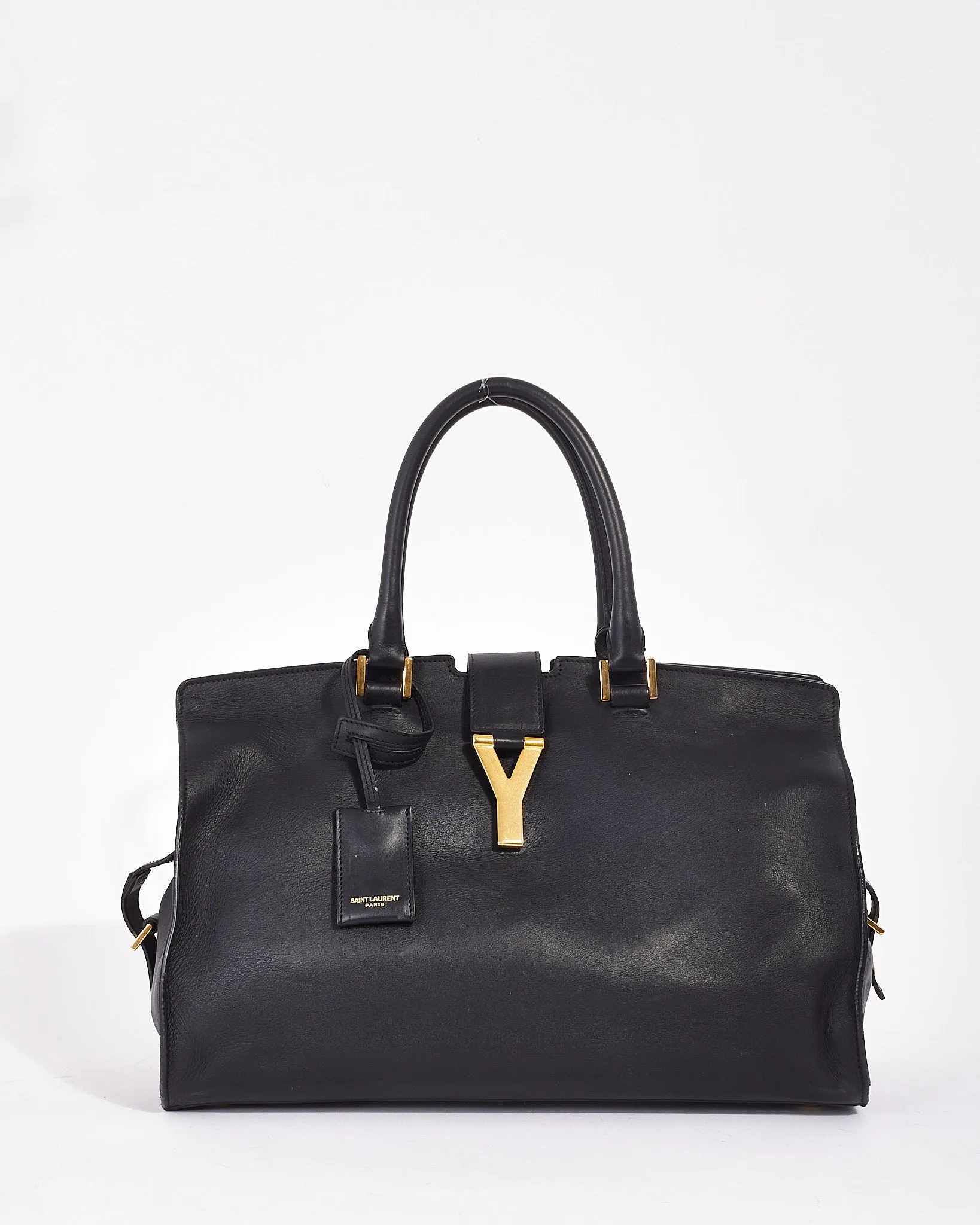 Saint Laurent Black Leather Medium Cabas Chyc Tote