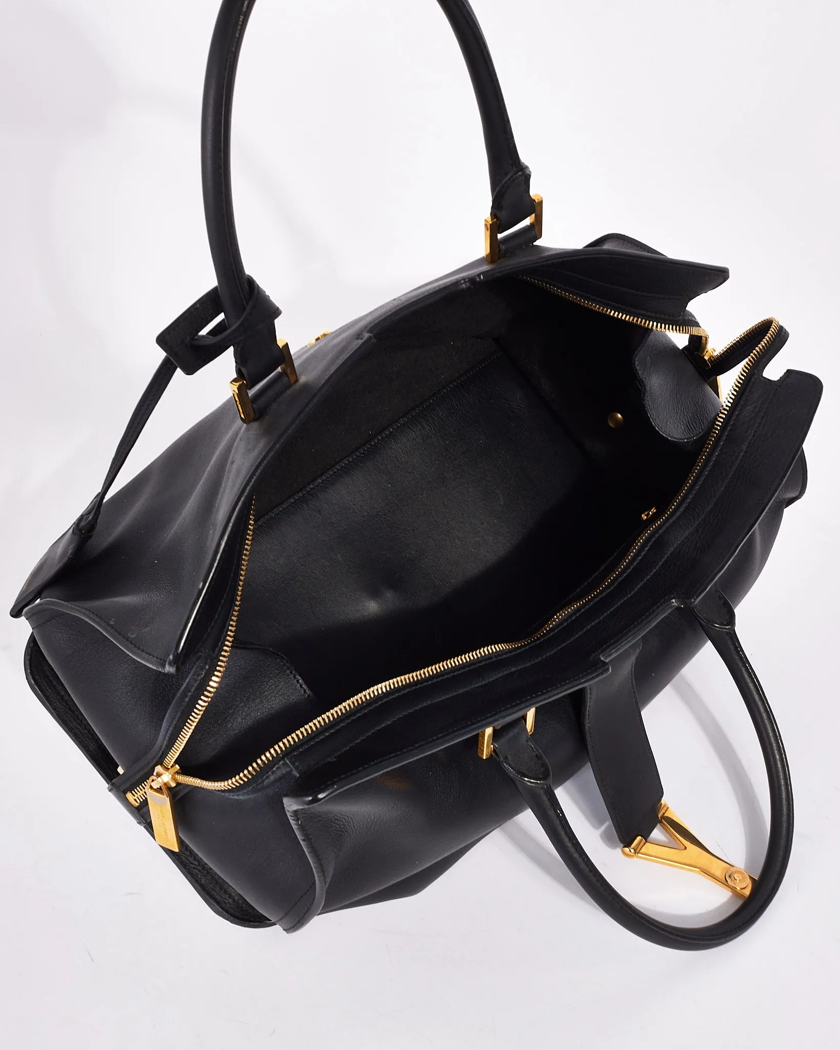 Saint Laurent Black Leather Medium Cabas Chyc Tote