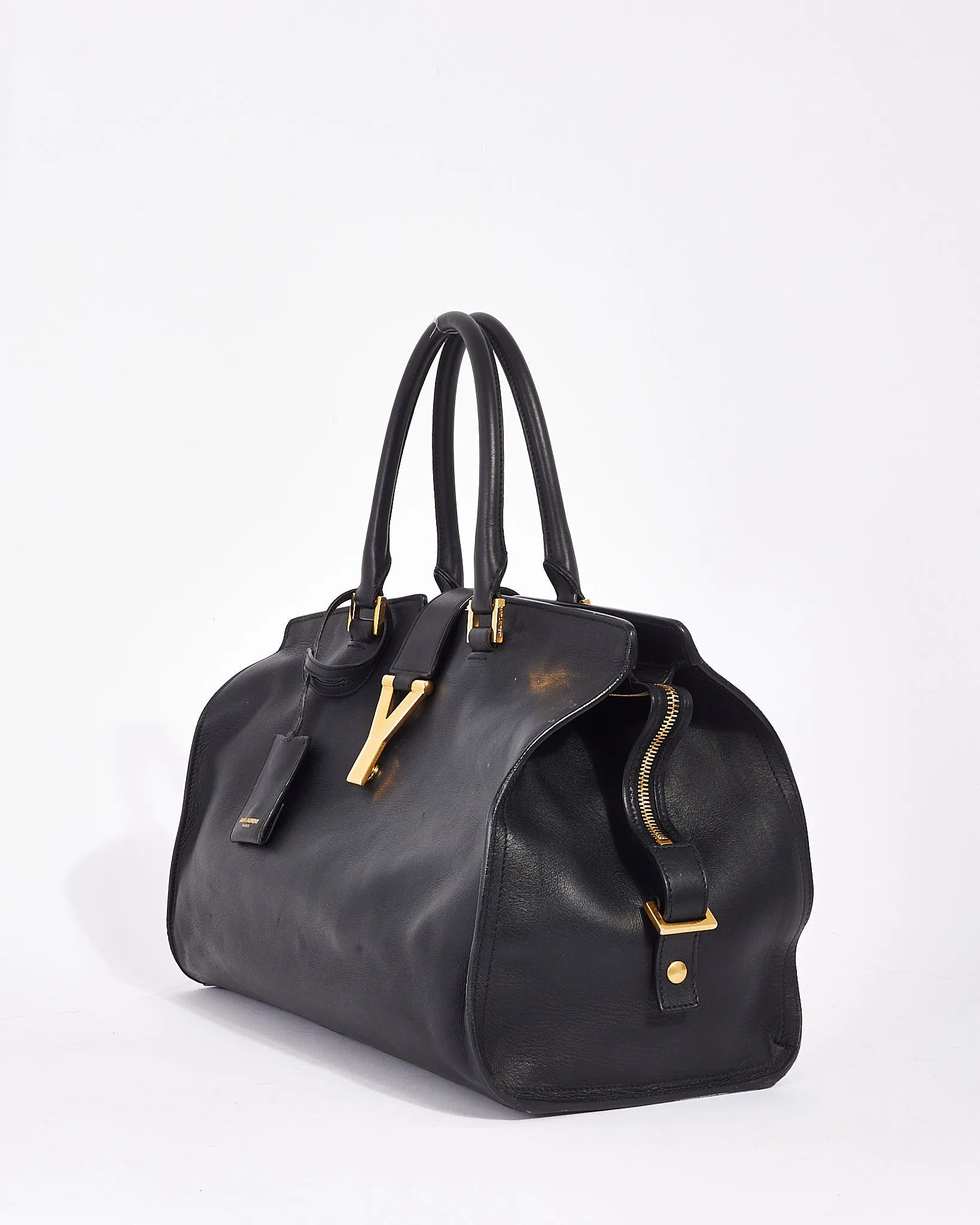 Saint Laurent Black Leather Medium Cabas Chyc Tote