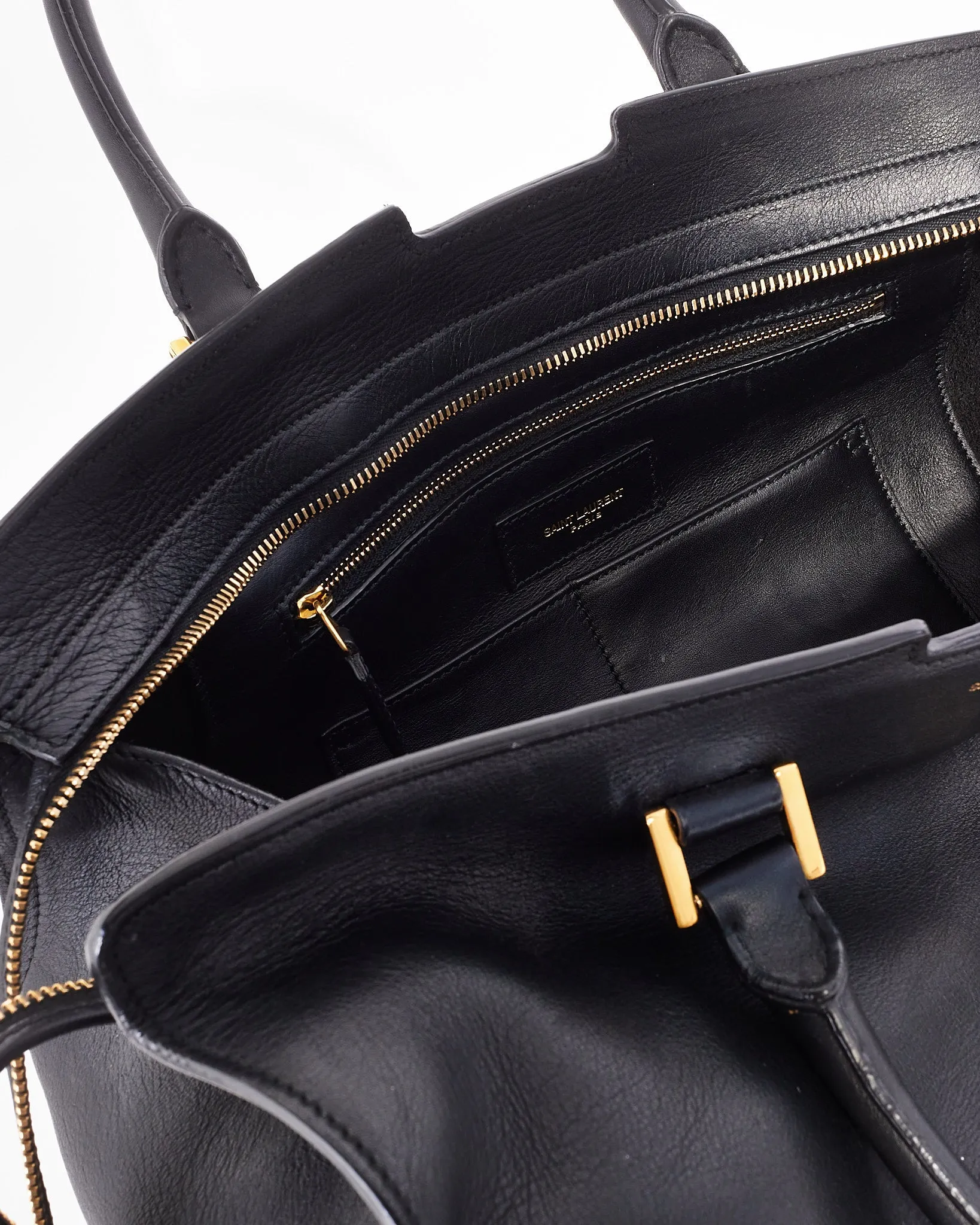 Saint Laurent Black Leather Medium Cabas Chyc Tote