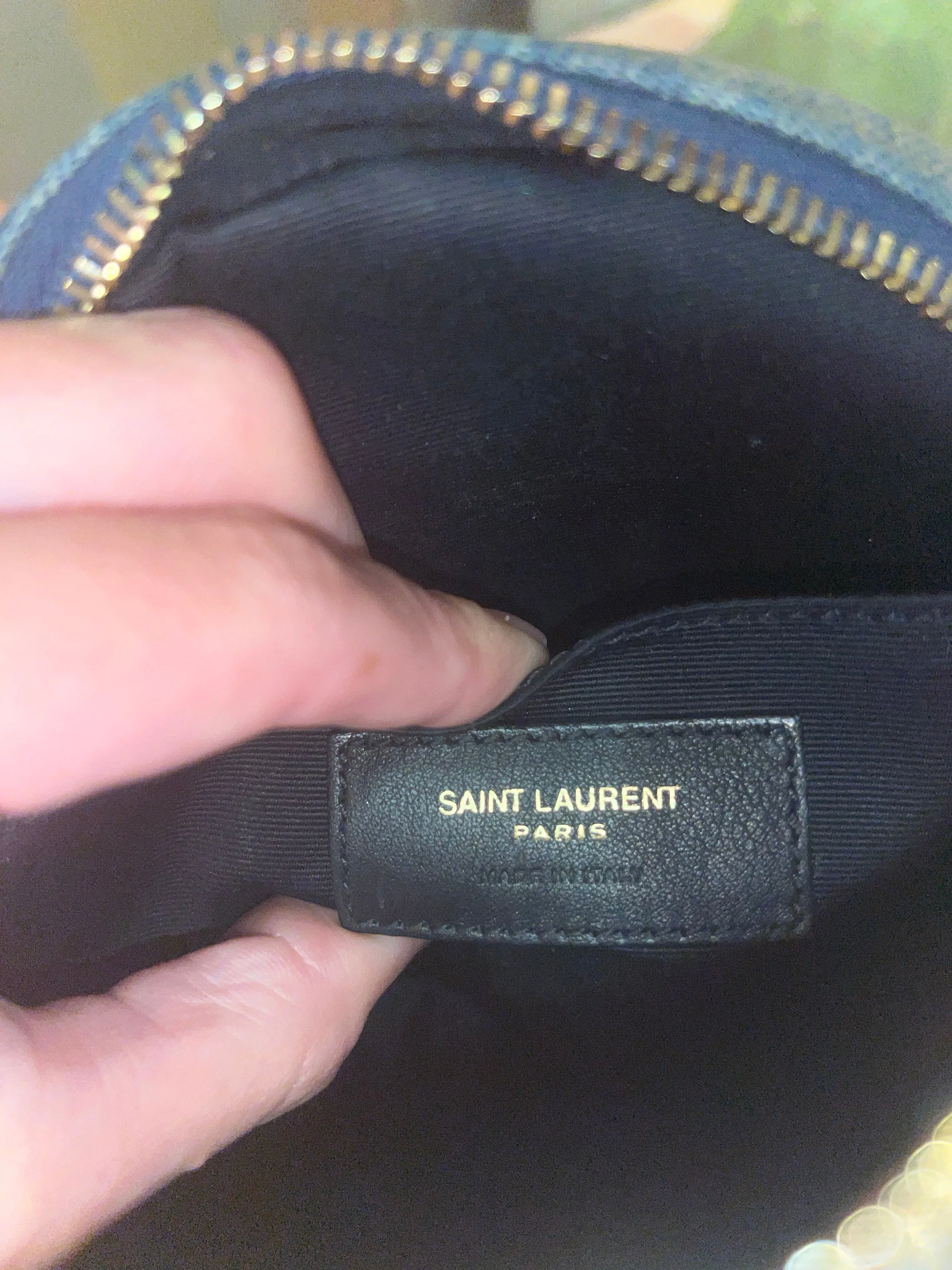 Saint laurent denim monogram round crossbody