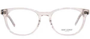 Saint Laurent MONOGRAM SL M111O 004 Round Plastic Beige Eyeglasses with Logo Stamped Demo Lenses