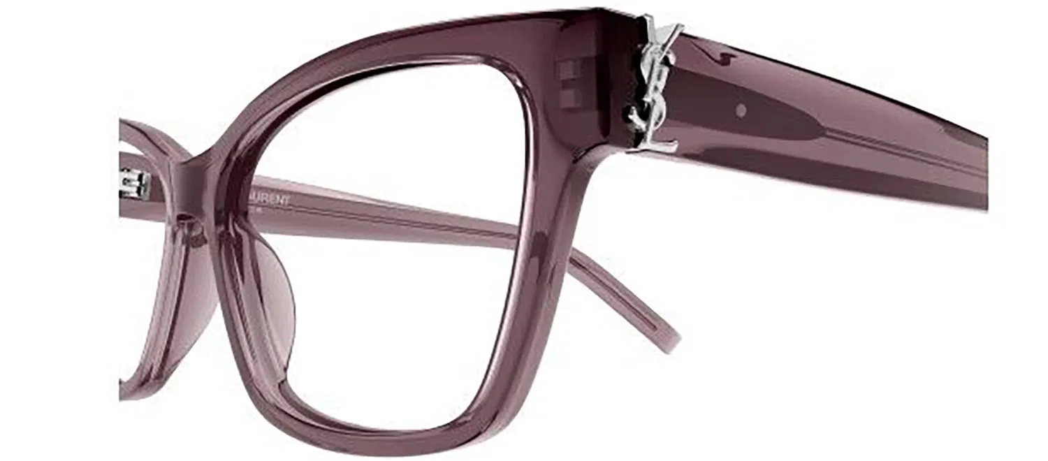 Saint Laurent MONOGRAM SL M116O 003 Cat-Eye Plastic Brown Eyeglasses with Logo Stamped Demo Lenses