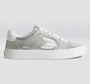SALVAS Metallic Silver Leather White Logo Sneaker Women