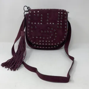 Sam Edelman 'HEIDI' Burgundy Suede Flap Bag with Top Handle and Fringe