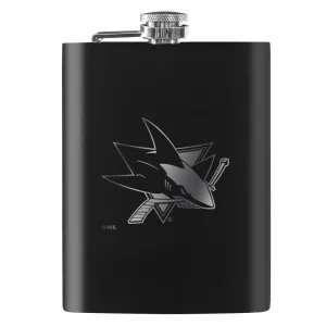 San Jose Sharks Flask | Black Laser-Engraved 8 Oz