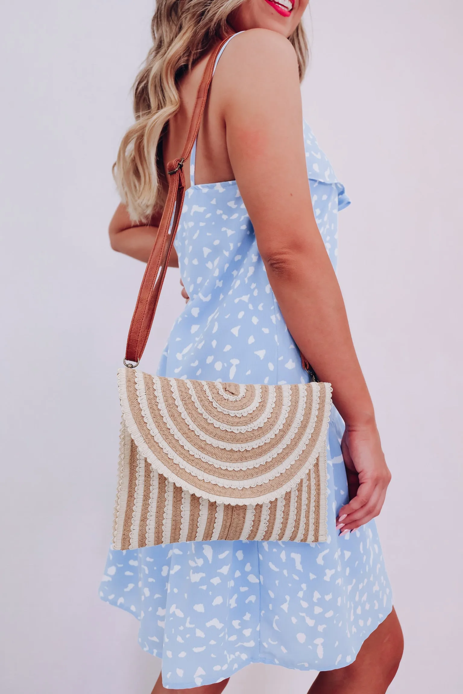 Seaside Vibes Woven Crossbody - Khaki