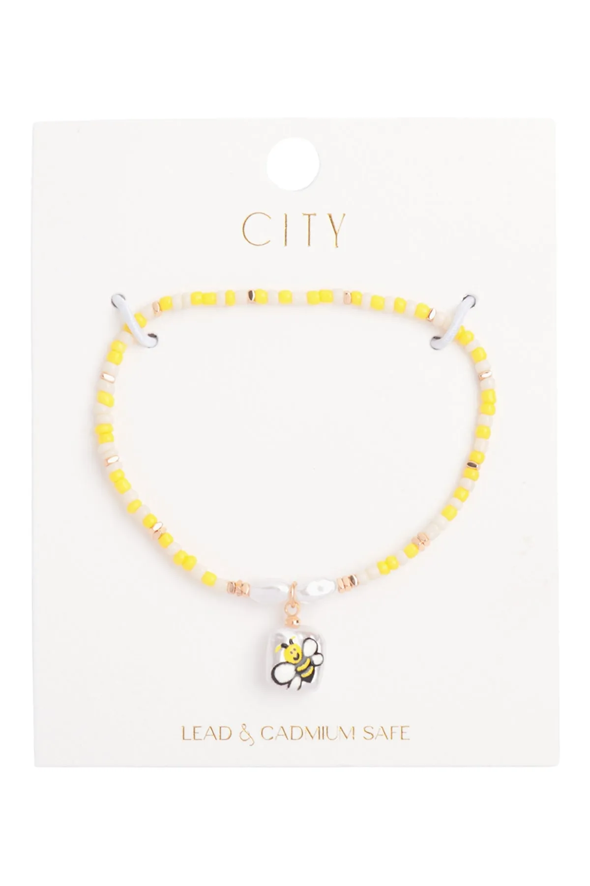 SEED BEADS W/ PEARL BEE CHARM BRACELET