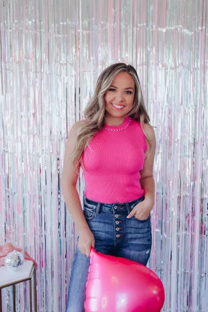Shaina Shimmering Sweater Tank - Pink