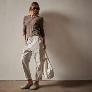 Sheer Slub Long Sleeve Crew - Burro