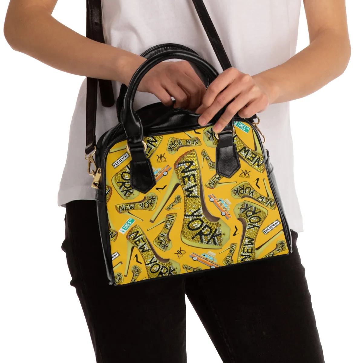 Shoulder Handbag 'Yellow crystals taxi'