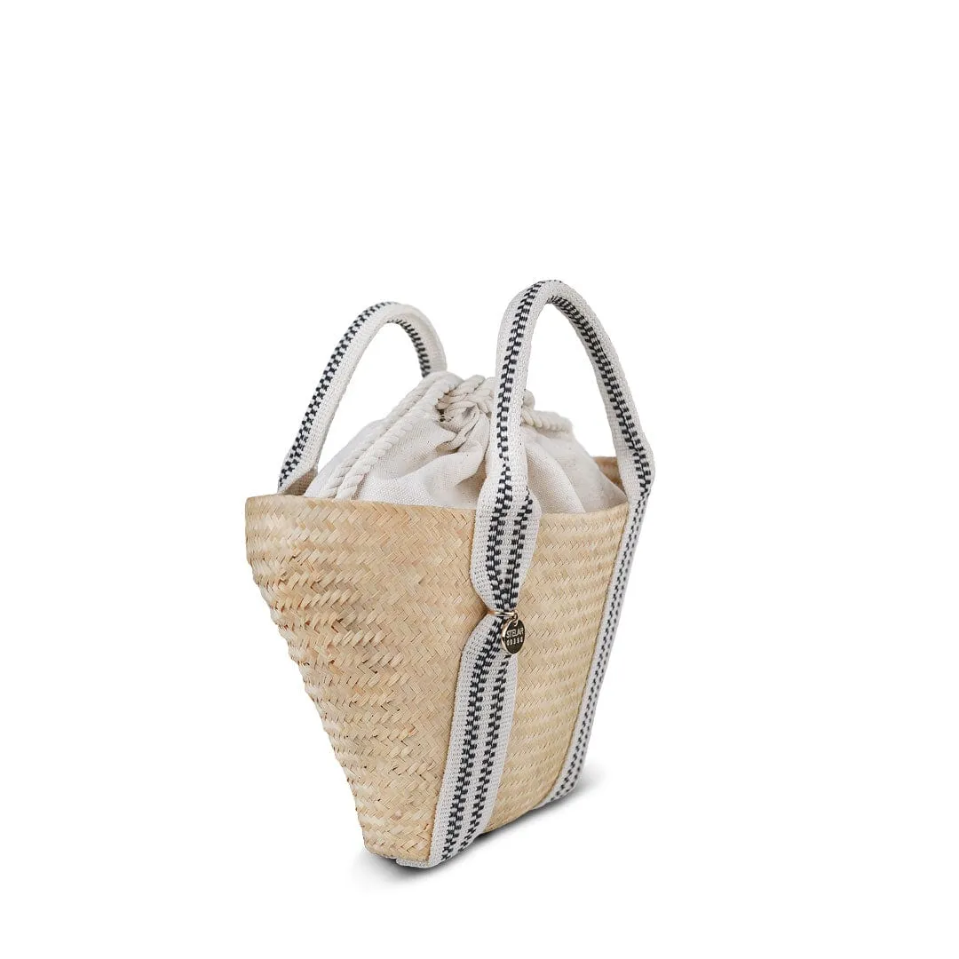 Siap Organic Bamboo Vegan Mini Tapered Handbag | Black & Cream